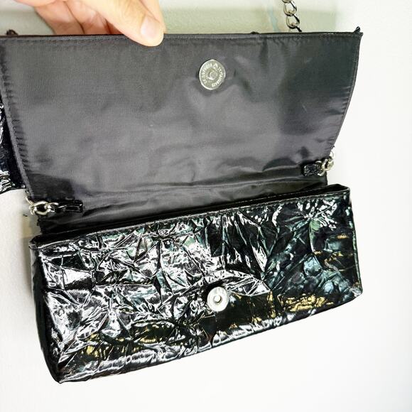 Jessica McClintock Black Patent Clutch / Evening Bag - Picture 4 of 6